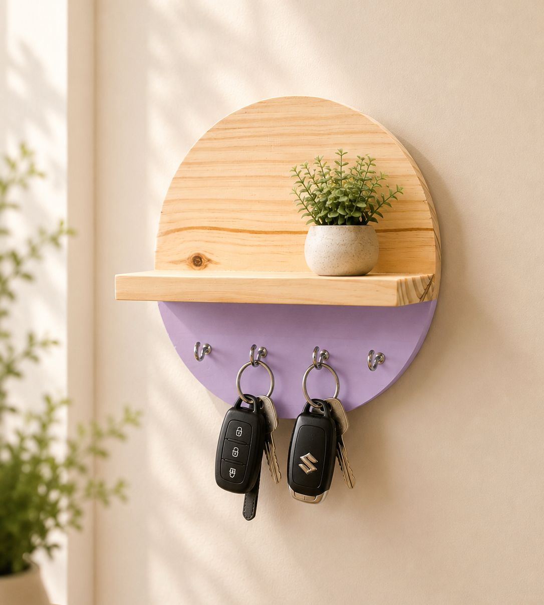 Trendy Key Holder with Shelf | Premium Lavender Finish